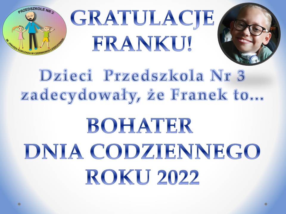 dyplom dla Franka Trzęsowskiego - Bohatera Dnia Codziennego